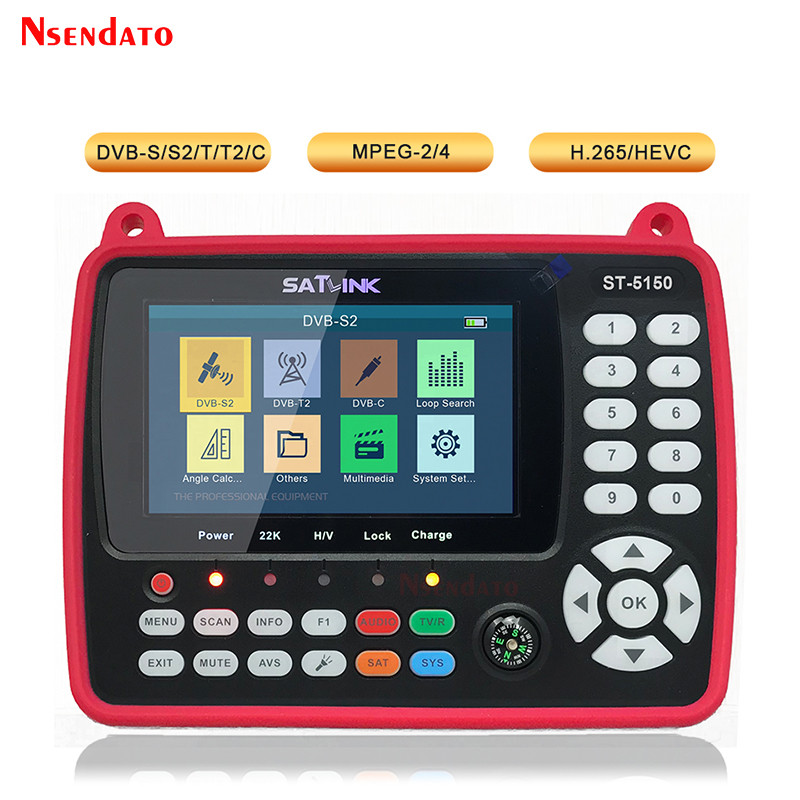 Satlink ST-5150 DVB-S2/T2/C COMBO Satellite signal Sat Finder Meter 4.3" Screen H.265 MPEG4 QPSK 8PS