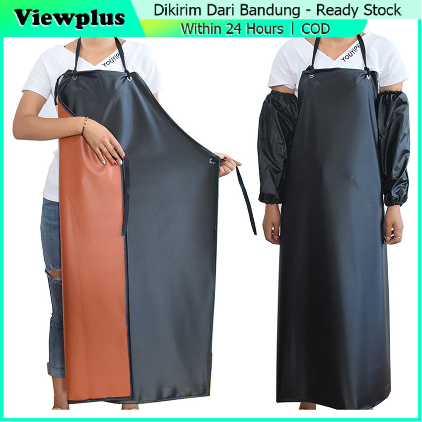 PU Celemek Apron Waterproof Bahan Kulit Sintetis Celemek Kerja Pabrik Apron Celemek Hitam Apron Anti