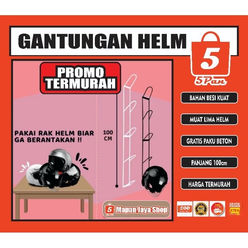RAK HELM GANTUNG BESI GANTUNGAN HELM DINDING RAK HELM SUSUN