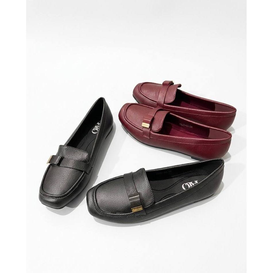 Sepatu Loafers Wanita Kulit Jeruk YALO 8625-63 - Flat Shoes Kerja Formal Elegant Square Toe