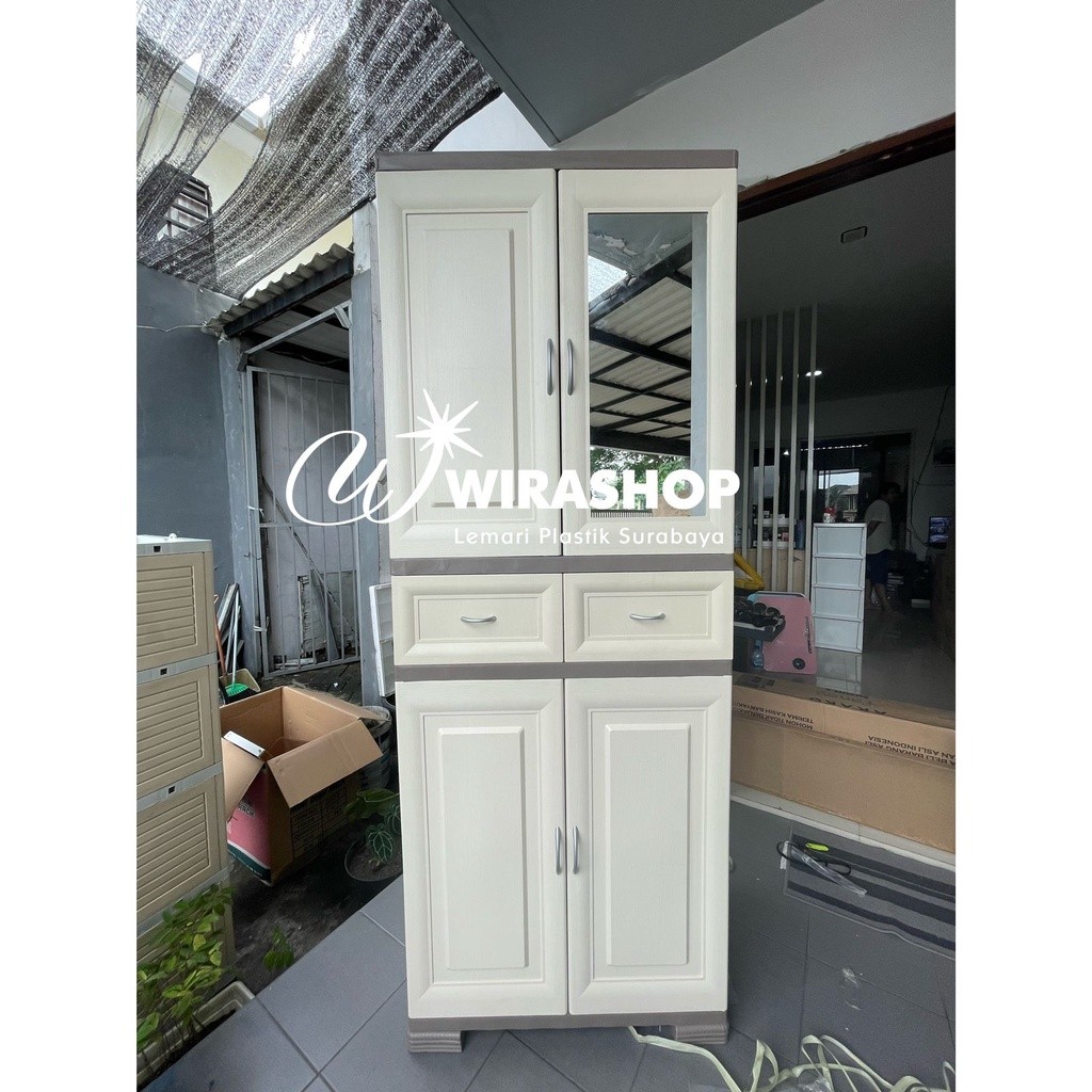 Lemari Plastik Olymplast OMC Reborn A2 Pakai Kaca Khusus Kiriman Gosend/Grab Instant