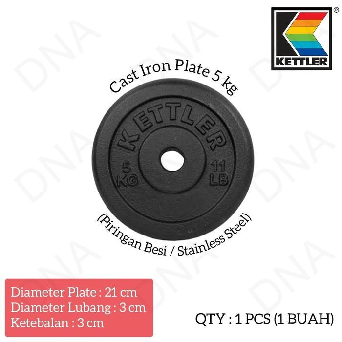 Kettler Iron Weight Plate 5 KG ORIGINAL / Piring Barbel Besi
