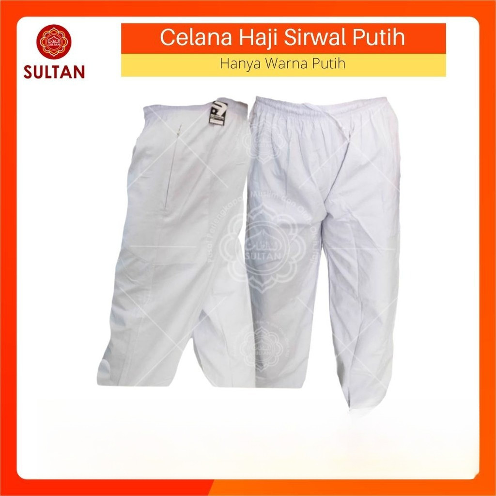 Celana Panjang Pria Putih Ihram Celana Pria Laki Laki Panjang Kain untuk Umroh Haji