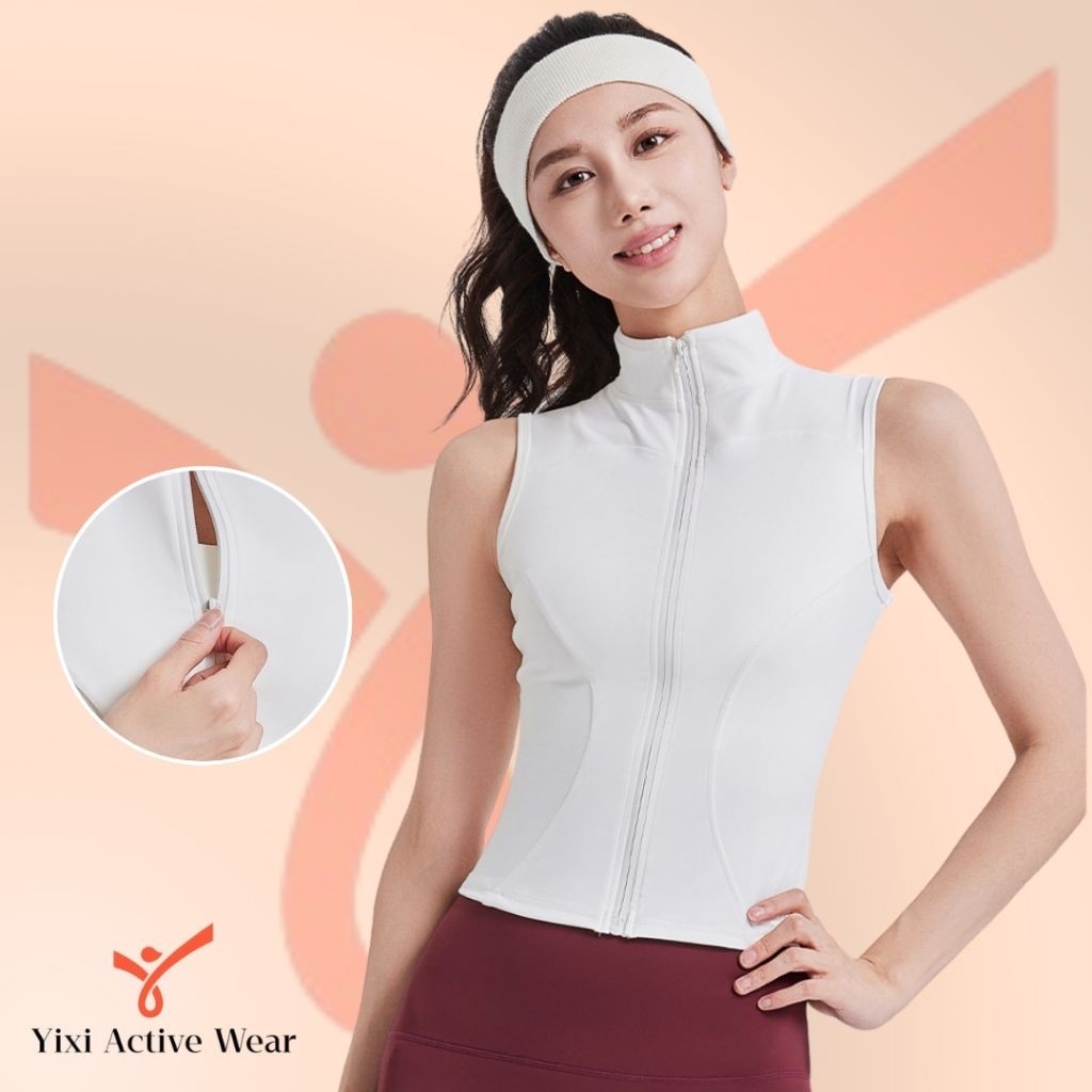 YIXI | Singlet zipper dry fit olahraga yoga gym fitness