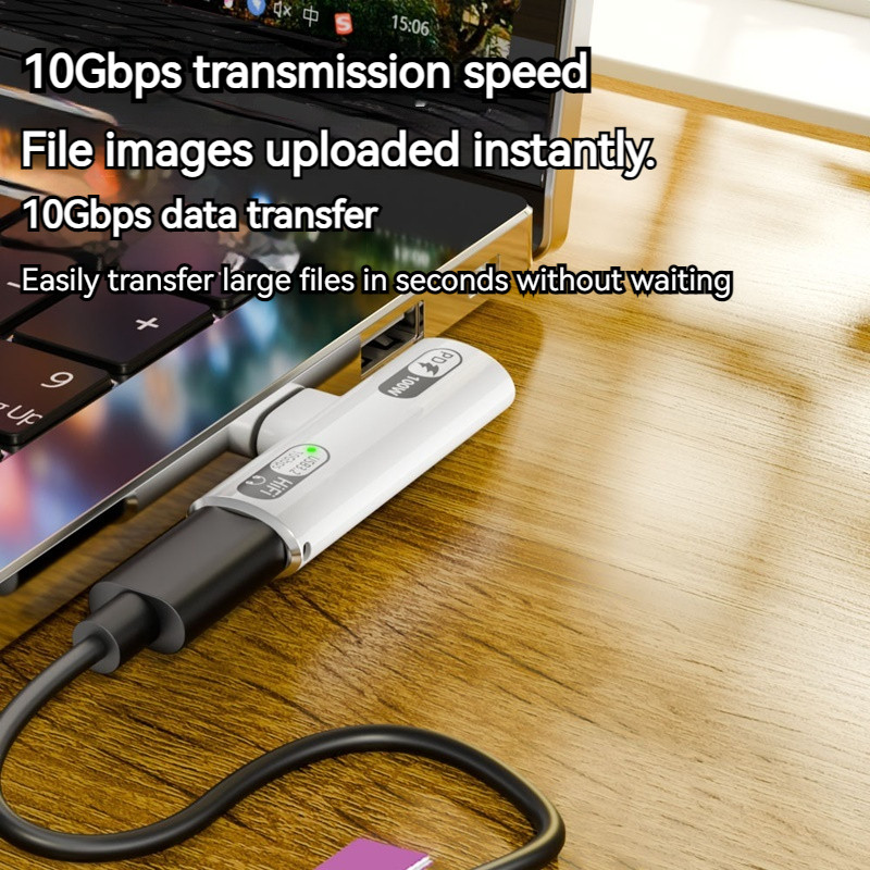 2IN1 USB Type C Adapter PD100W Fast Charging 10Gbps OTG USB-C 3.5MM Earphone Converter for MacBook P