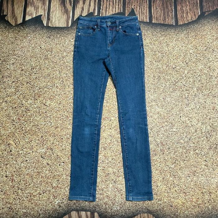 celana jeans biru murah GU GEU blue denim pants casual murah stretch bahan melar bagua size 25