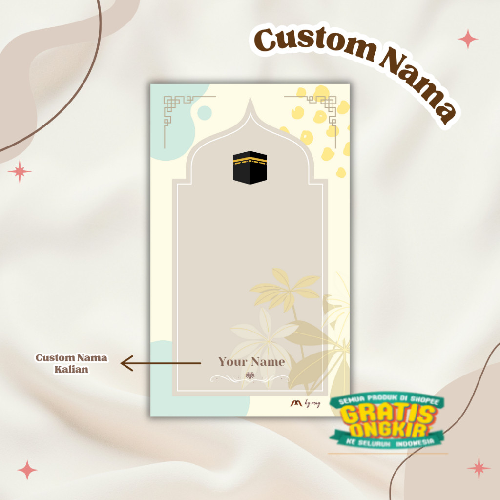 Giftbox Sajadah Custom Printing Nama Arab / Latin - by.may offical / souvenir spesial custom