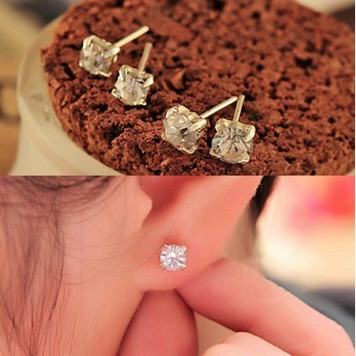 Grosir, grosir perhiasan Korea, anting-anting pejantan paduan berlian flash, anting-anting batu perm