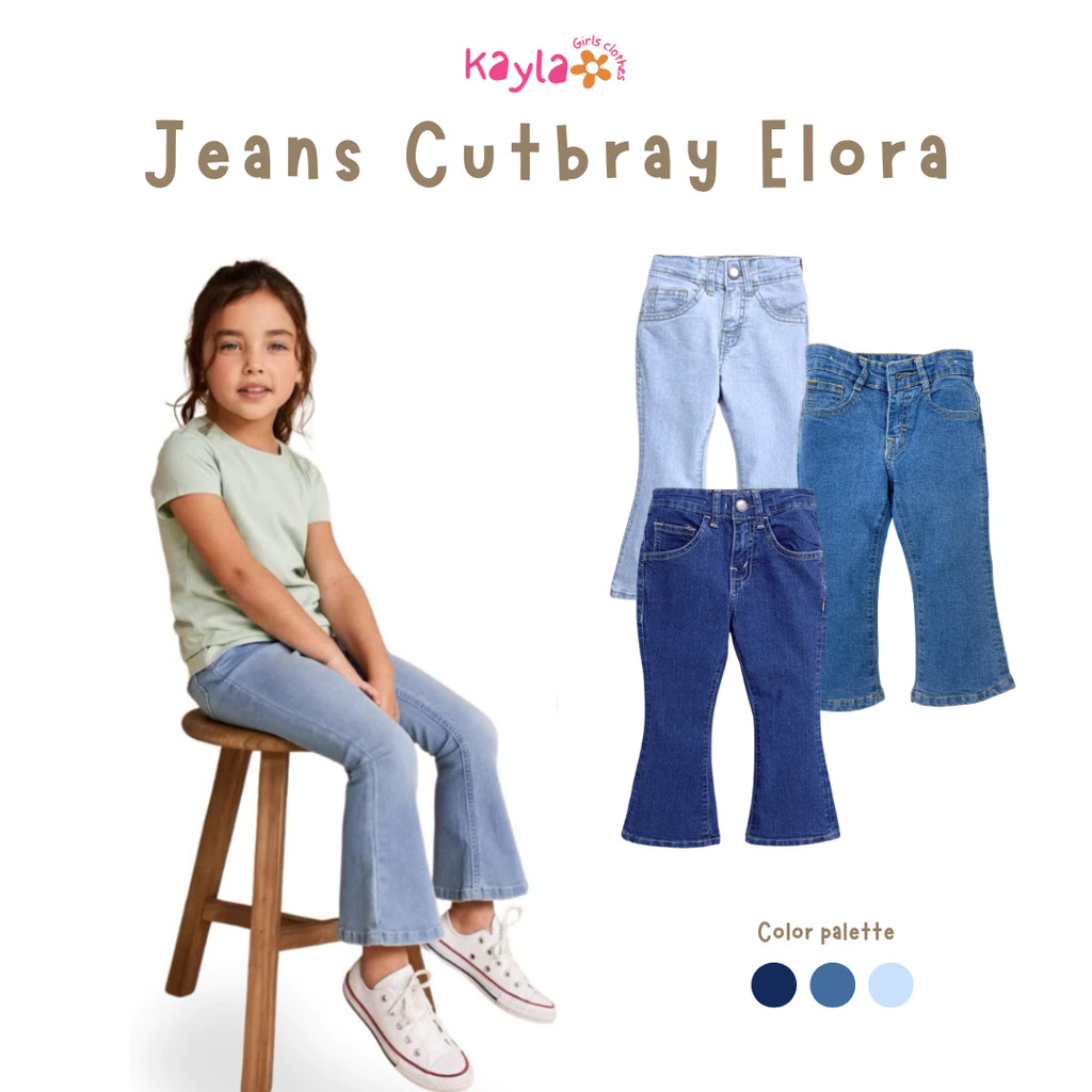 Celana Jeans Cutbray Elora Anak Perempuan Kayla 2-12tahun