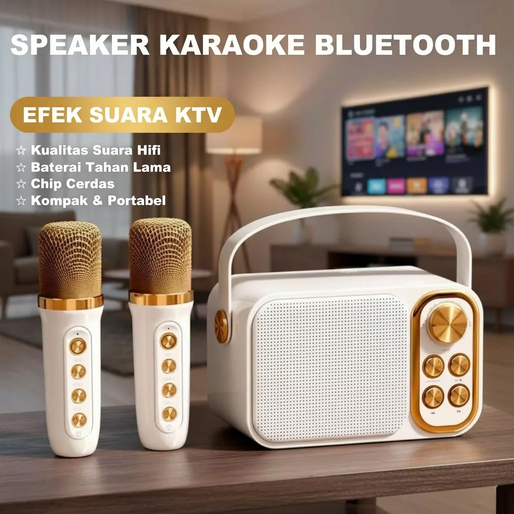 Speaker Bluetooth Karaoke 1/2 MIC 1 SET Speaker Bluetooth Bass/ Mic Bluetooth Karaoke Wireless 4 War