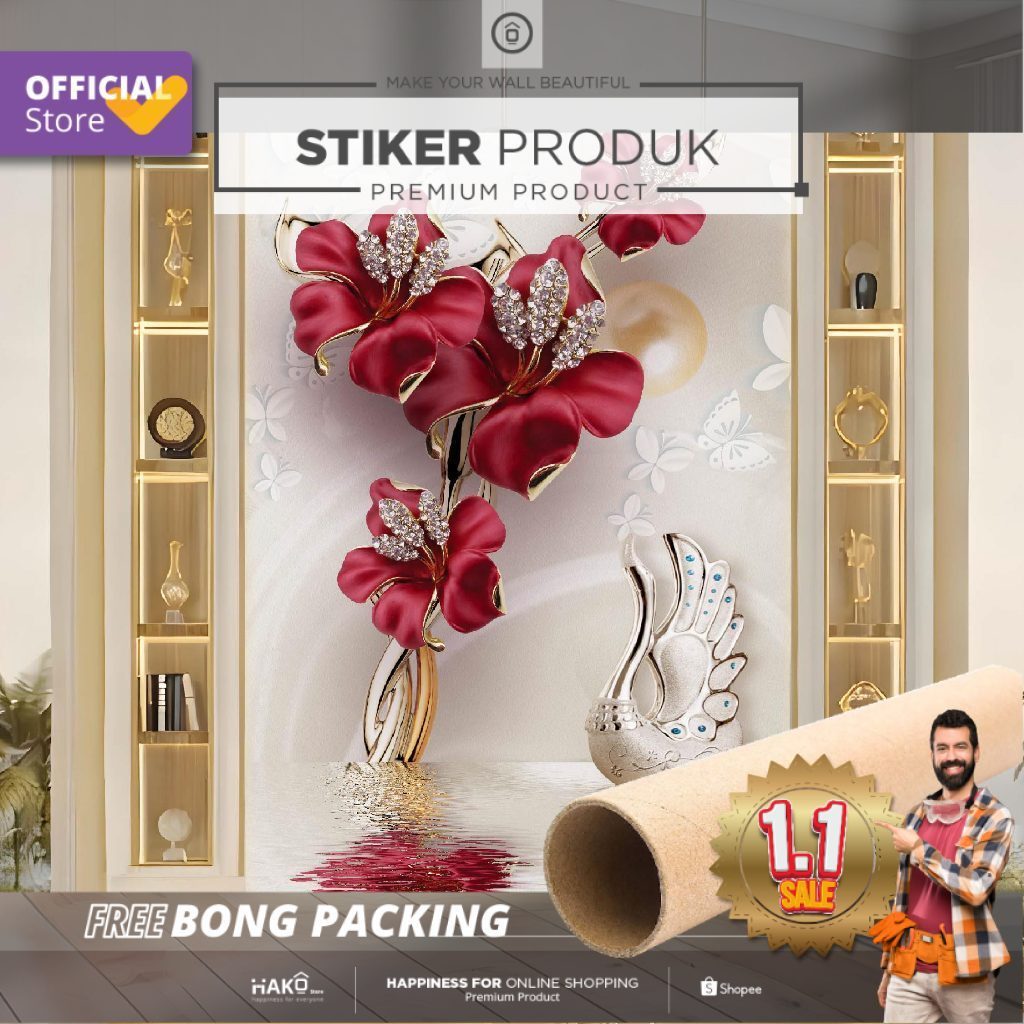 Stiker Dinding | Stiker Dinding Bunga 3D | Stiker Dinding Motif Bunga 3D | Stiker Dinding Gambar Bun