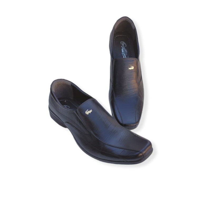 2Q Sepatu Pantofel Kulit PRIA - Pantofel hitam kulit asli