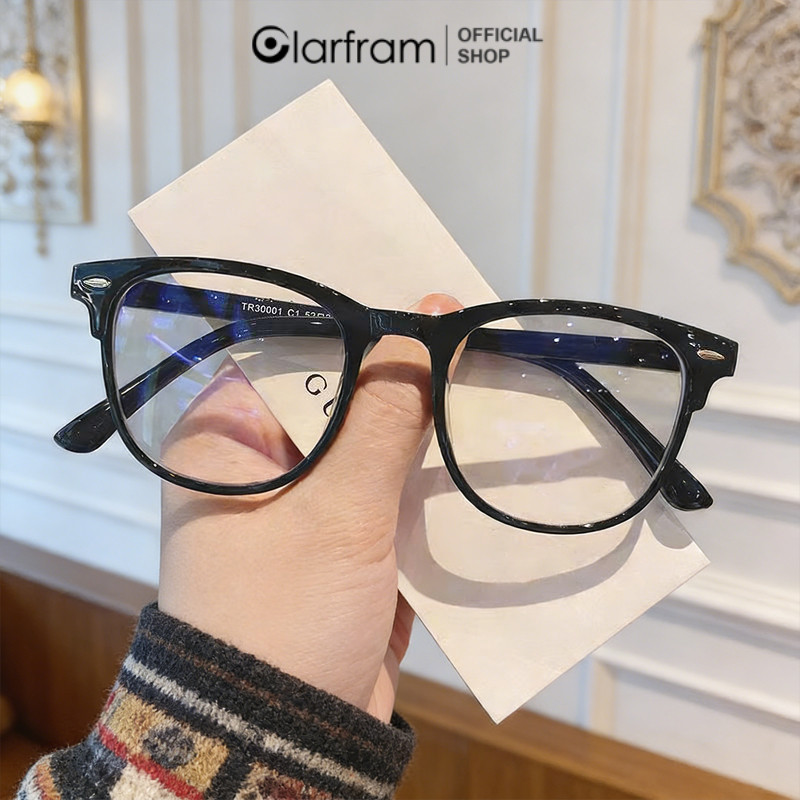 Clarfram Kacamata Transparent Frame Anti Cahaya Biru Kacamata Optik Anti Radiasi Vintage Mode Unisex