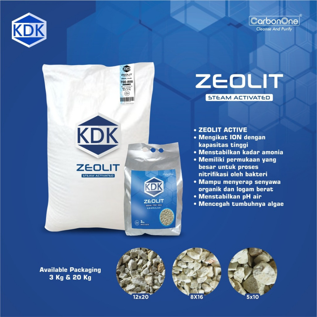 KDK Zeolit 8x16 Kemasan 3kg | Media Filter Penjernih Air Sumur&Anti Bau Amonia