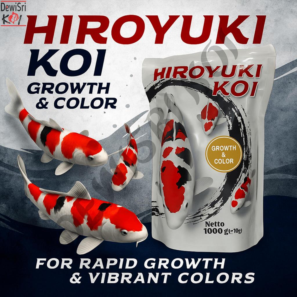 Pakan Ikan Koi Hiroyuki 1Kg –  Growth & Color Pellet 5mm, Cepat Besar
