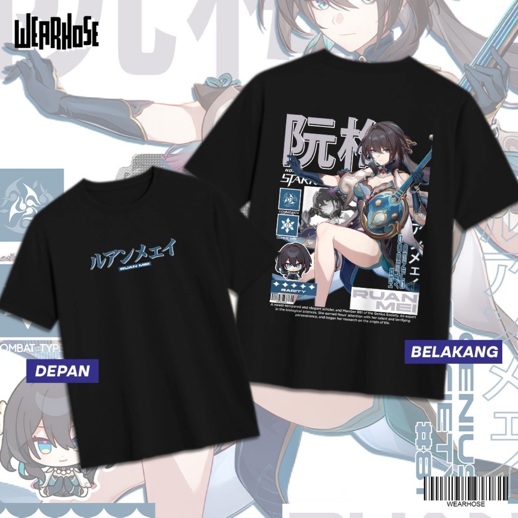 KAOS RUAN MEI HONKAI STARRAIL MIHOYO RUAN MEI HSR DB Kaos Anime Game Wibu Unisex Pria Wanita Atasan