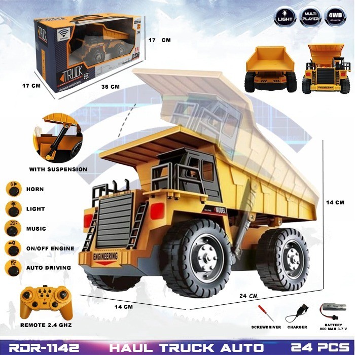 Haul RC Dump Truck Truk Pasir Mainan Anak Mobil Mobilan Remote Control Radio Control Remot Kontrol M