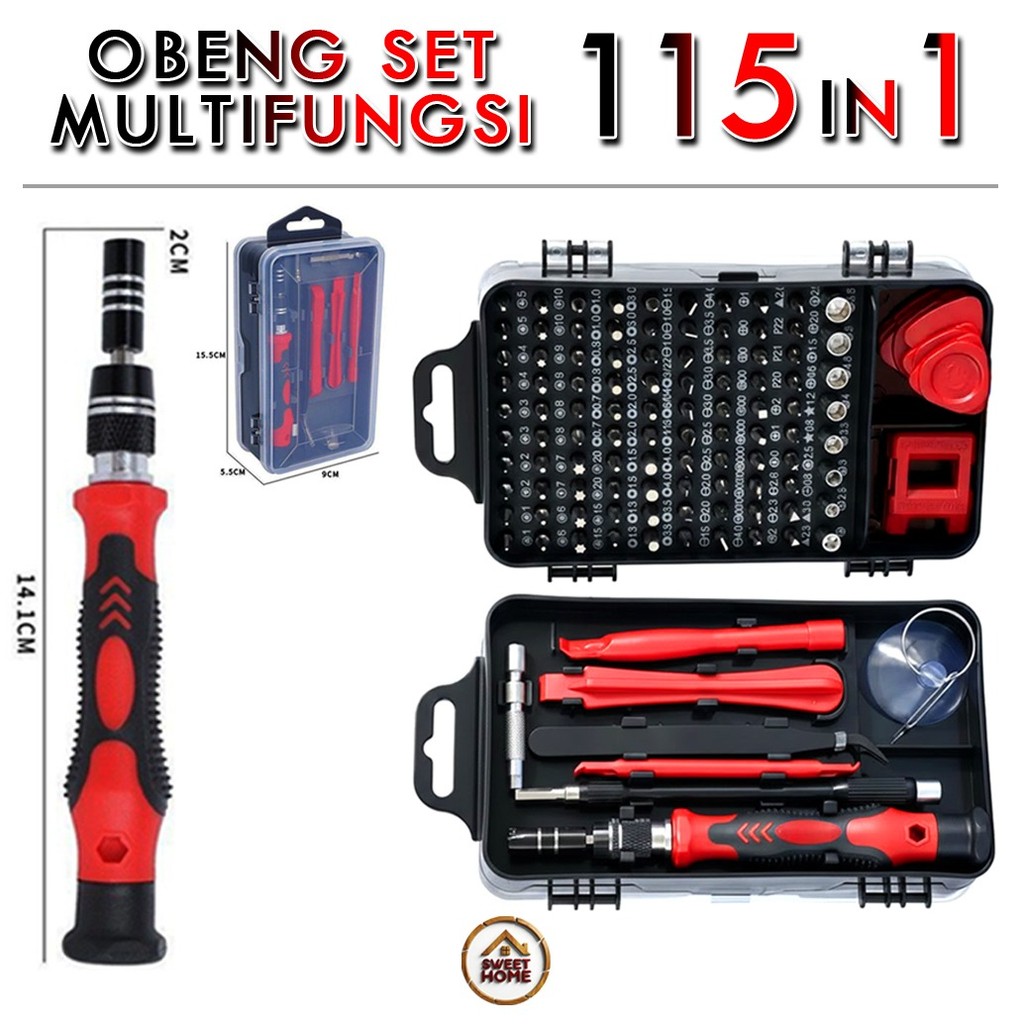 OBENG SET 115 IN 1 SERVICE HANDPHONE LAPTOP HP ELEKTRONIK