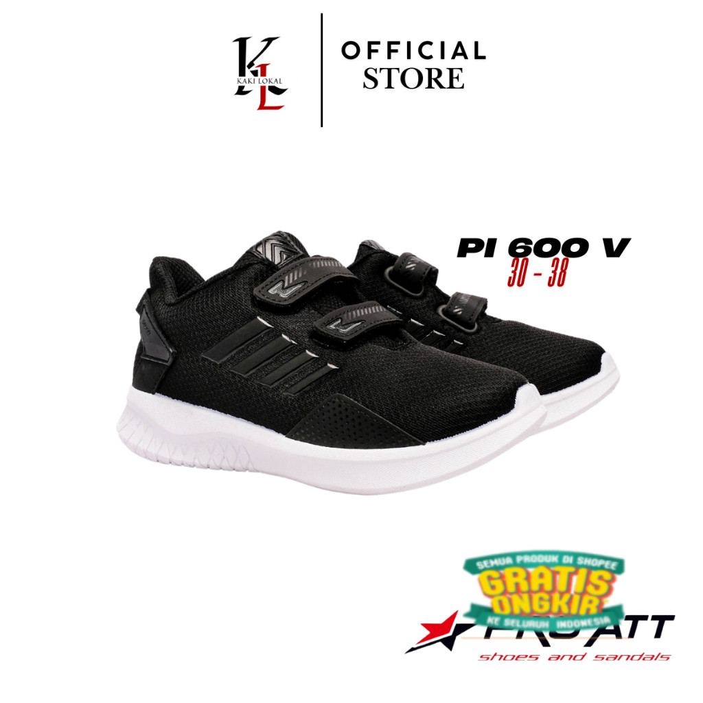 Sepatu Sekolah Perekat Hitam Putih Sepatu TK SD SMP Original Pro ATT/ merah kuning pink ungu plum hi