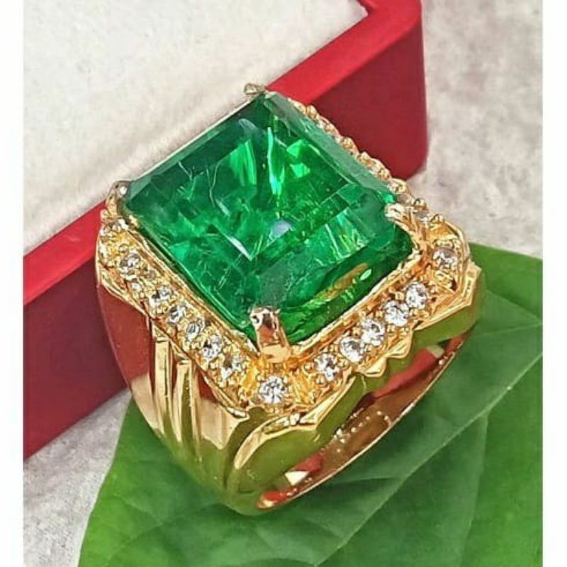 Cincin Permata Batu Zamrud Afrika Asli 100%
