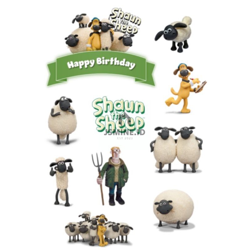 TOPPER Shaun The Sheep Custom/Hiasan Kue ULTAH Shaun The Sheep