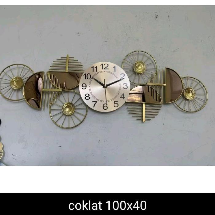 Hiasan Jam Dinding Mewah Modern Minimalis Dekorasi Ruang Tamu Aesthetic - COKLAT 100CM