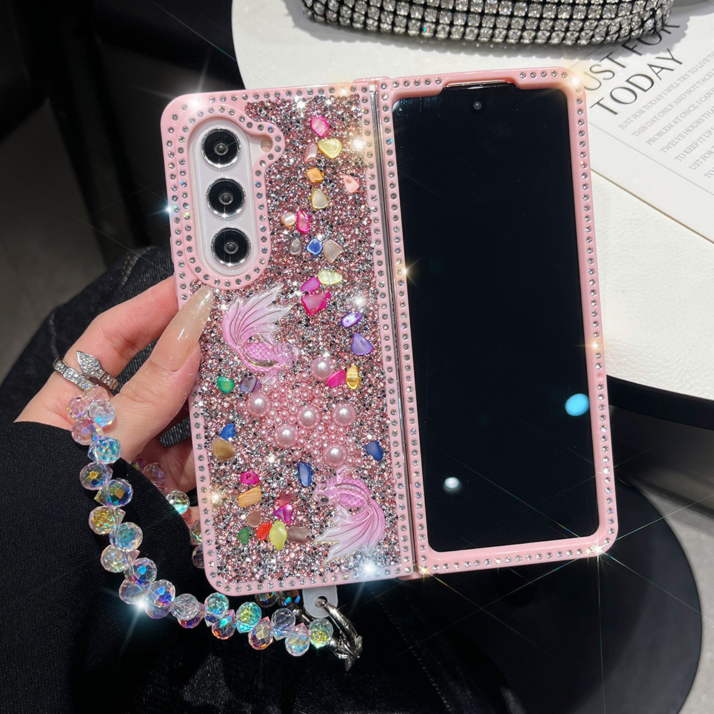 Case untuk Samsung Galaxy Z Fold 7 6 5 3 4 Casing ponsel dengan sisi depan dan belakang berhiaskan k