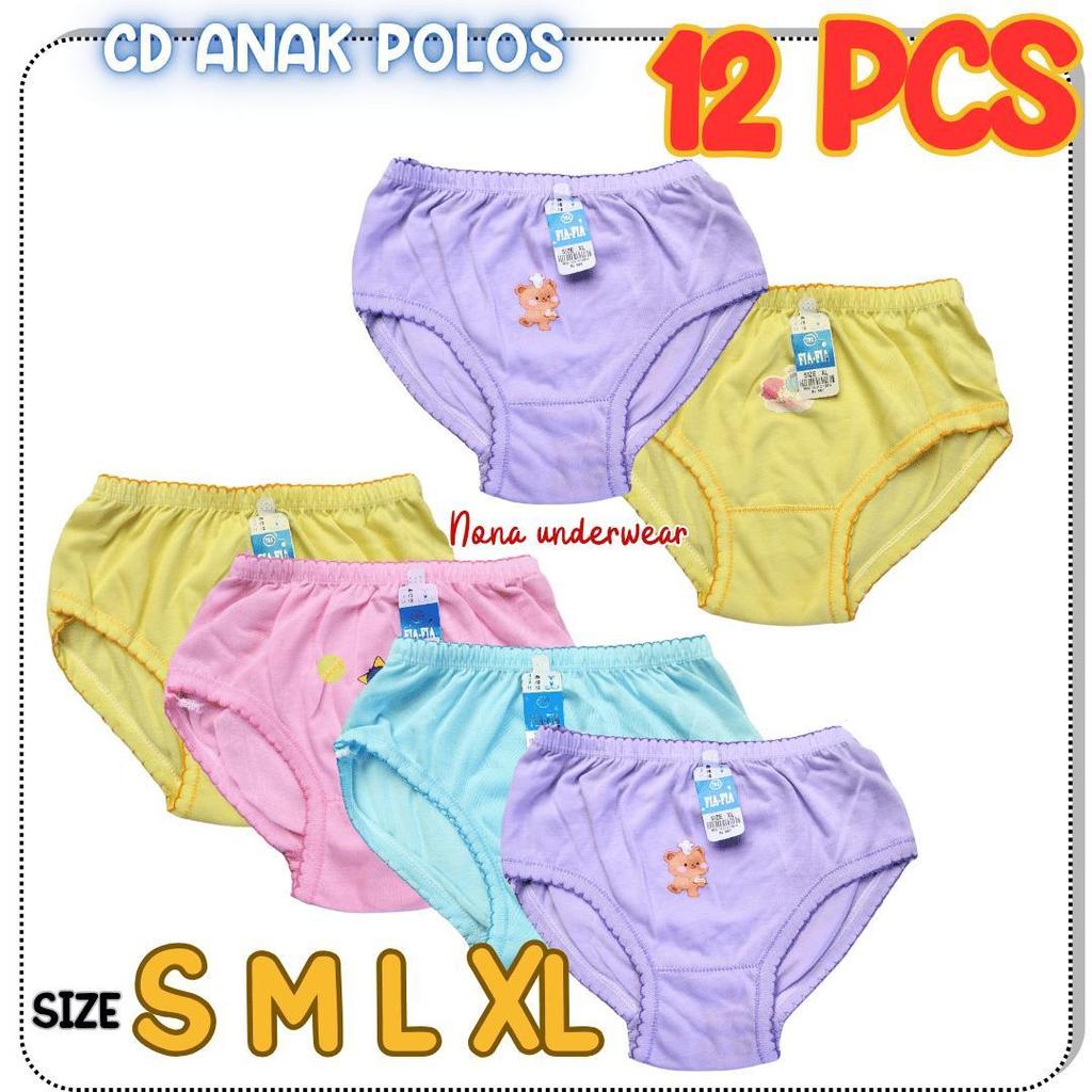 MURAH MERIAH 12 PCS CD ANAK CEWEK POLOS CELANA DALAM ANAK PEREMPUAN BAHAN KATUN MURAH NONA UNDERWEAR