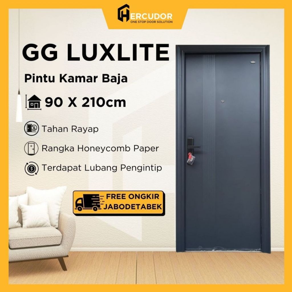 GG LUXLITE S - Pintu Utama / Pintu Kamar Baja Premium GG LUXLITE-210 - Single 90x210