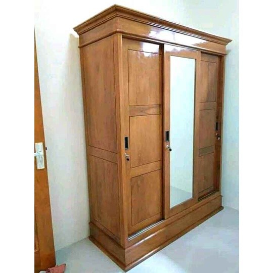 Lemari Pakaian Kayu Jati 3Pintu Sliding