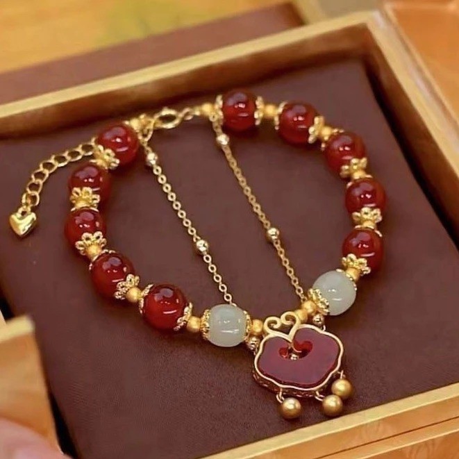 Gelang Tangan Giok Keberuntungan Rumbai Gelang Giok Rumbai 2 Layer Gelang Keberuntungan