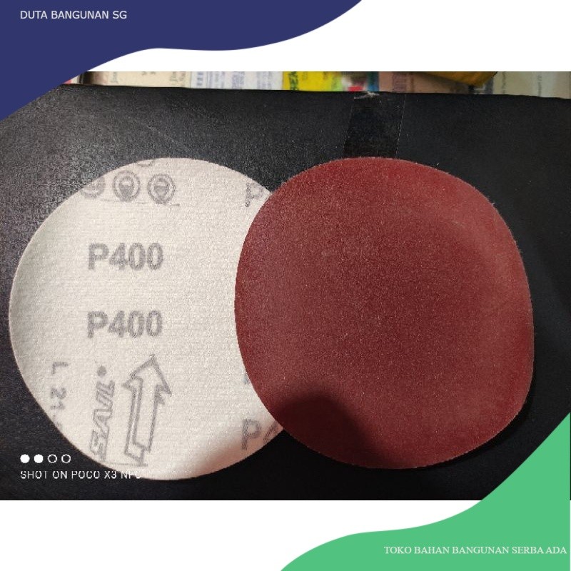 Amplas Tempel 5" #400/Amplas Bulat 5In Velcro Tanpa Lubang Grit 400