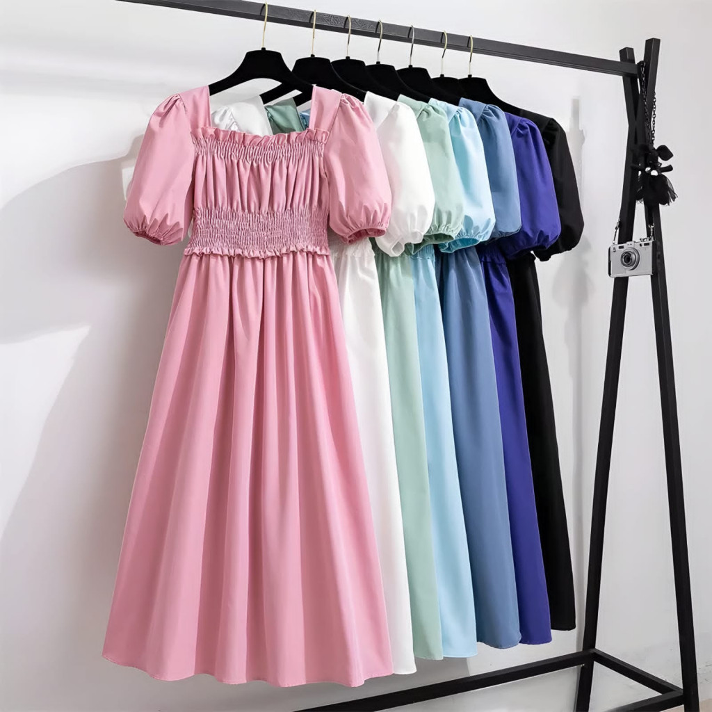 Vintage Dress Korea Retro Full Karet