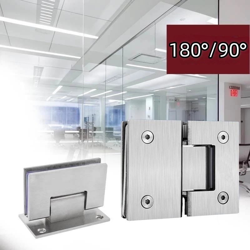 1pc Penjepit pintu kamar mandi Engsel Pintu Kaca Kamar Mandi Baja Tahan Karat 201 Sudut 90°/180°