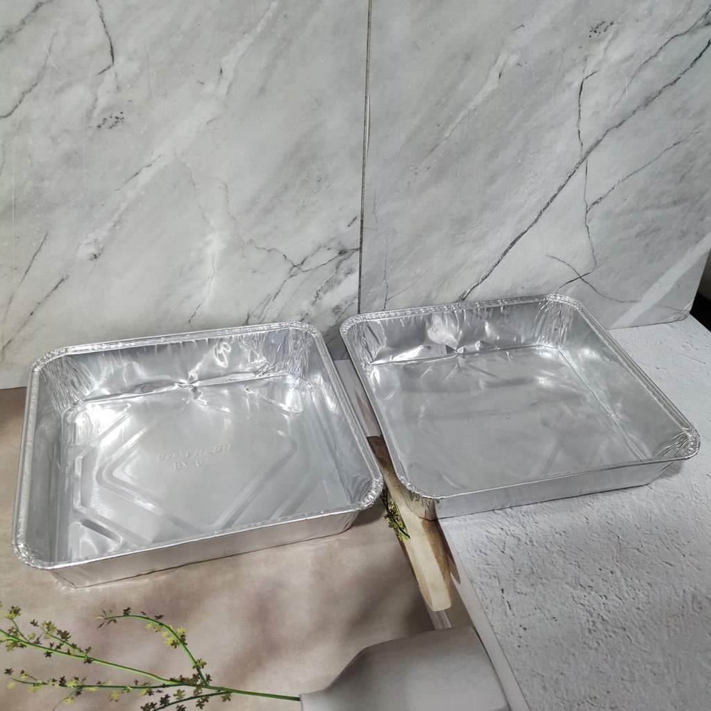 Aluminium Foil 18 cm x 18 cm x 4 cm BX 0347 PER PCS Foil Tray Alufoil Kotak Mentai Nasi Kuning Ayam 