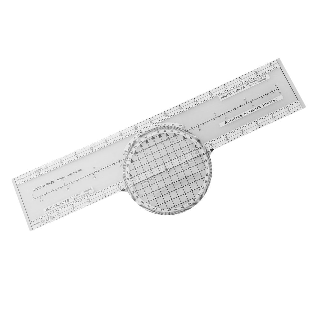 1pc Aviation Aircraft Navigation Plotter 360 Degrees Rotating Aviation Plotter Slide Ruler ABS Trans