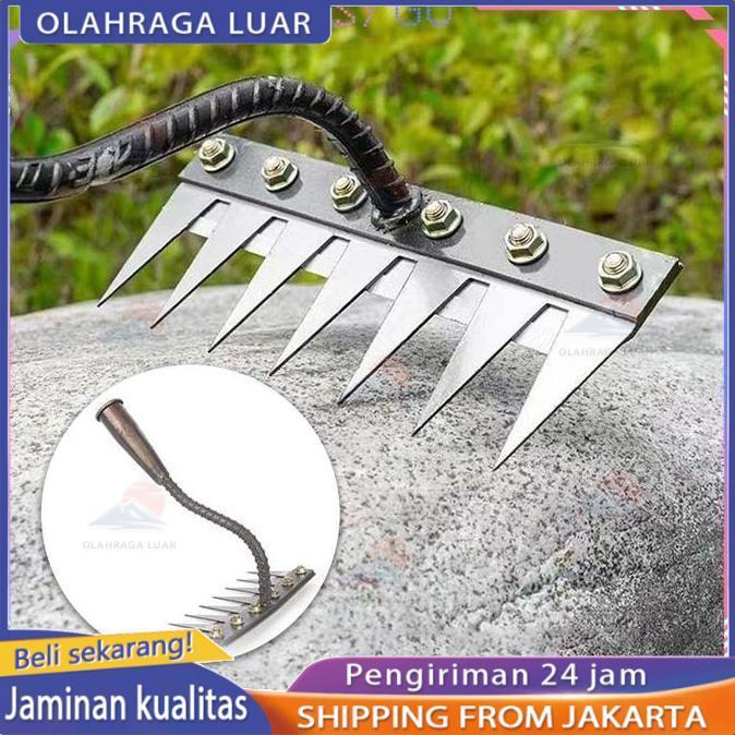 Cangkul Pacul Cadong 5/7 Gigi Pacul Cangkul Baja Rake Garuk Rumput Alat Pencabut Rumput Pacul Garuk 