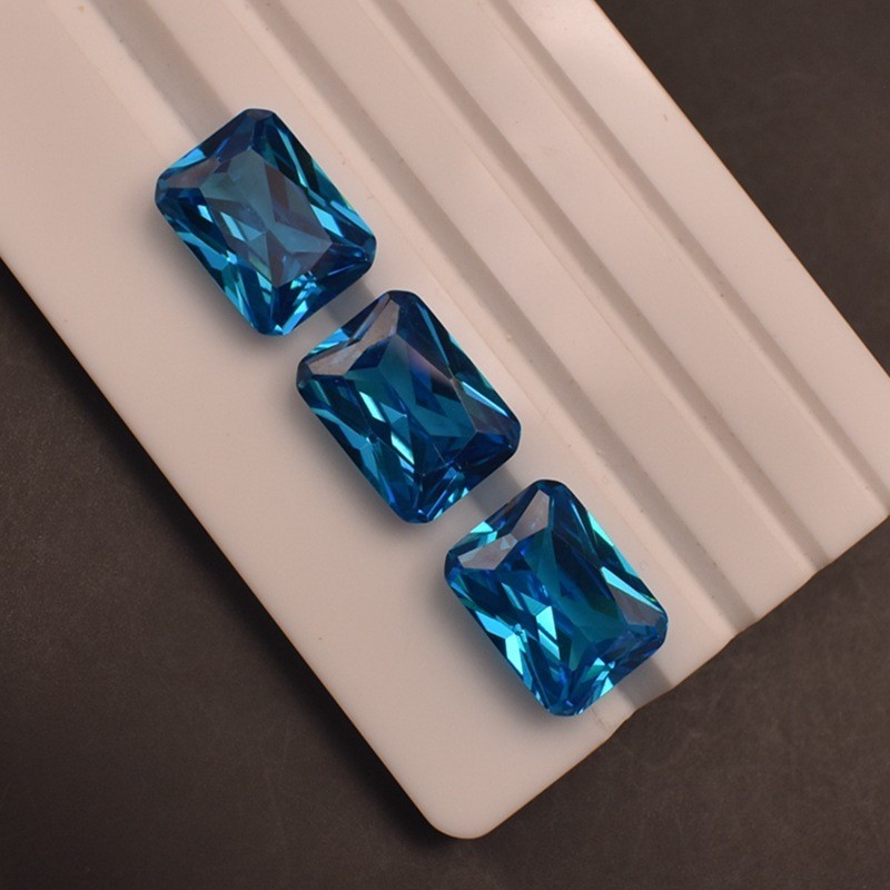 Sea Blue Sapphire Natural Mined Rectangle Cut 12x16mm 12.5Cts Sri-Lanka VVS Loose Gemstone DIY Jewel