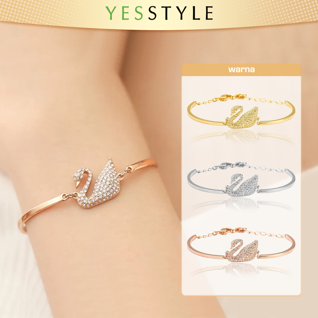 Yesstyle Gelang Tangan Bangle Model Angsa Swarovski Gelang Tangan Perhiasan Wanita