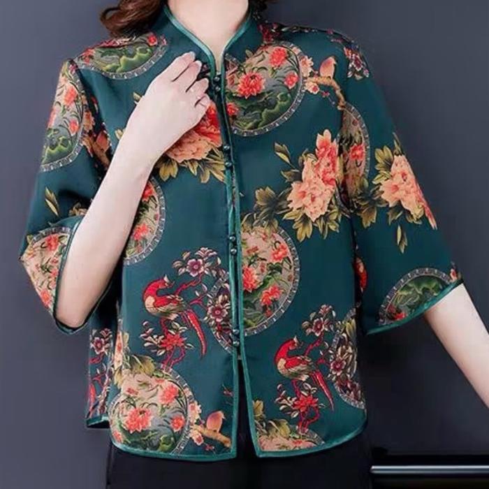 Atasan CNY Happiness Cheongsam TM 0008 Original Three M Blouse Wanita Import Baju Orang Tua Dewasa I
