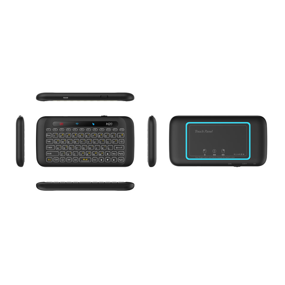 HKZA H20 Mini 24Ghz Wireless Keyboard Backlight Touchpad Air Mouse IR Leaning Remote Control for Box