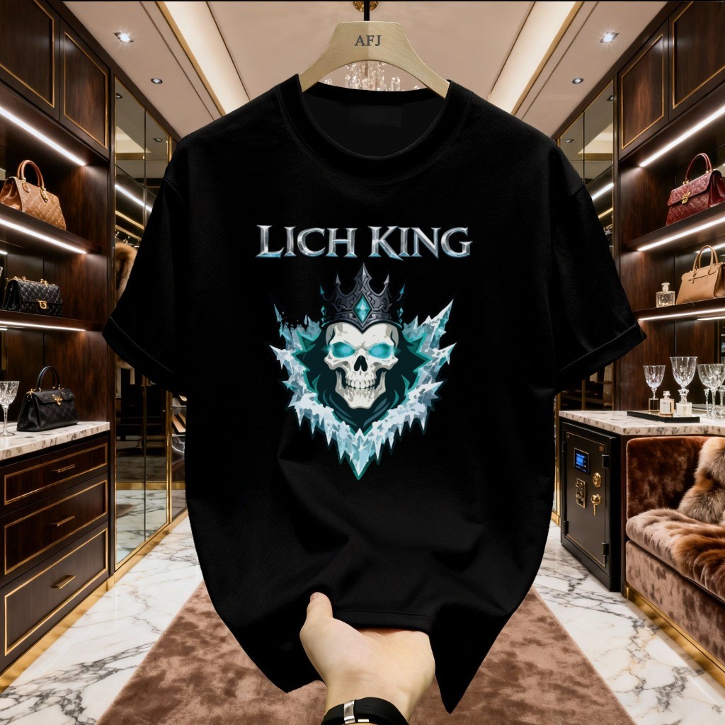 COD Kaos Pria World of Warcraft Lich King Arthas Baju Game Fantasy Epic Graphic Tee Premium Cotton S