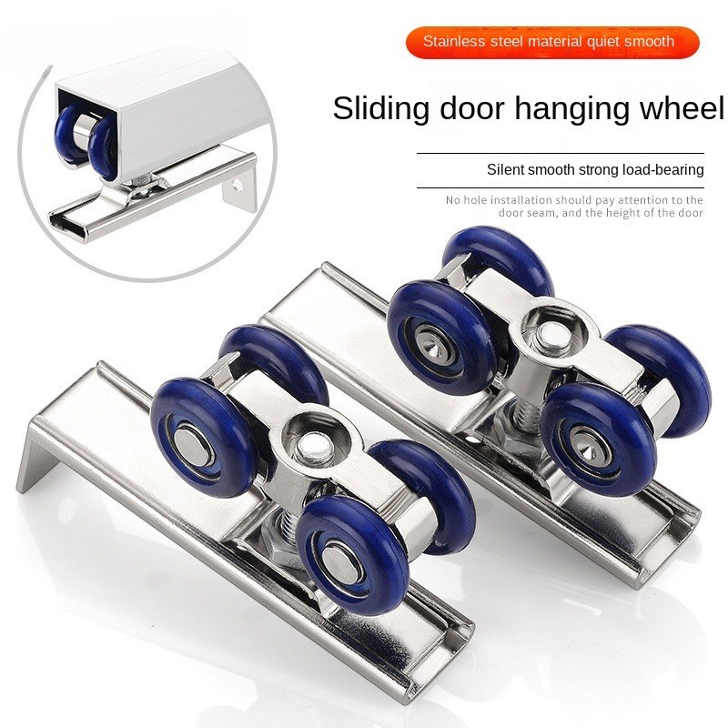 2pcs/set Roda Geser Pintu Geser 4 Roda Gantung Rel Pintu Pulley Pengganti Perangkat Keras Rumah