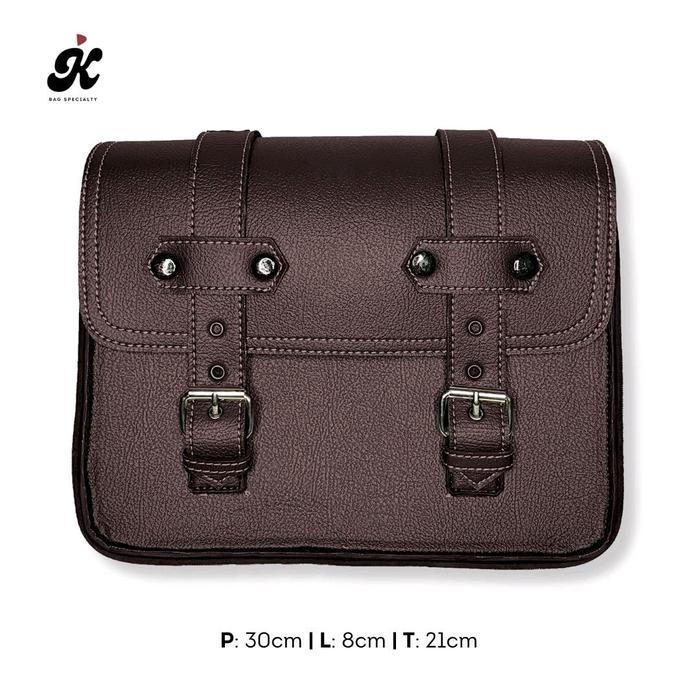 Sale sidebag tas motor taa samping touring klasik motor custom - coklat muda, 1pcs Terlaris