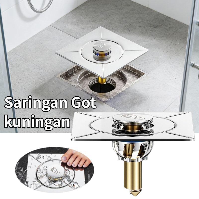 Floor Drain Stainless Penutup Kamar Mandi Lubang Saringan Got Injak Saringan Air Kamar Mandi