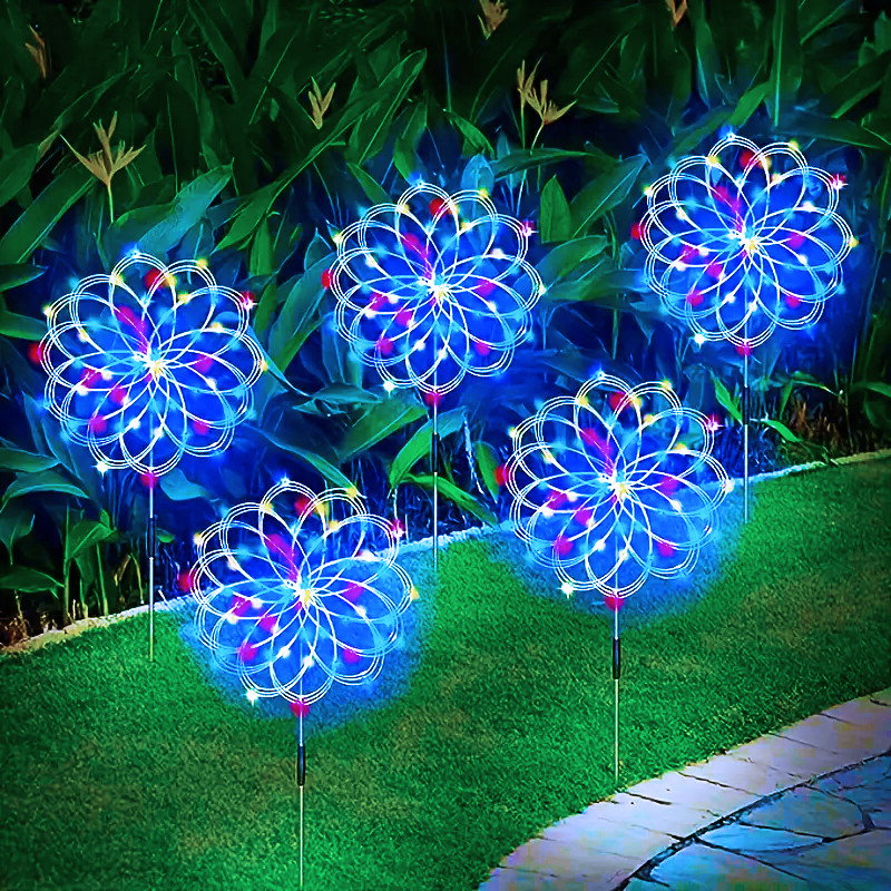 6 In 1 Solar Garden Firework Lights, Upgrade Multicolor Solar Outdoor Lamp Decoration Solar Garden F