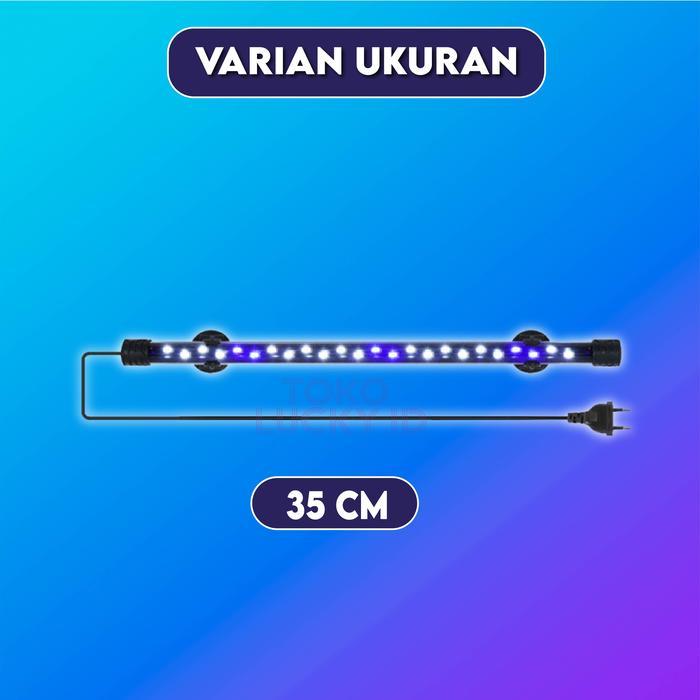 Lampu Aquarium LED Celup 15cm 35cm 55cm Akuarium Aquascape Ikan Hias - 35 cm, Putih