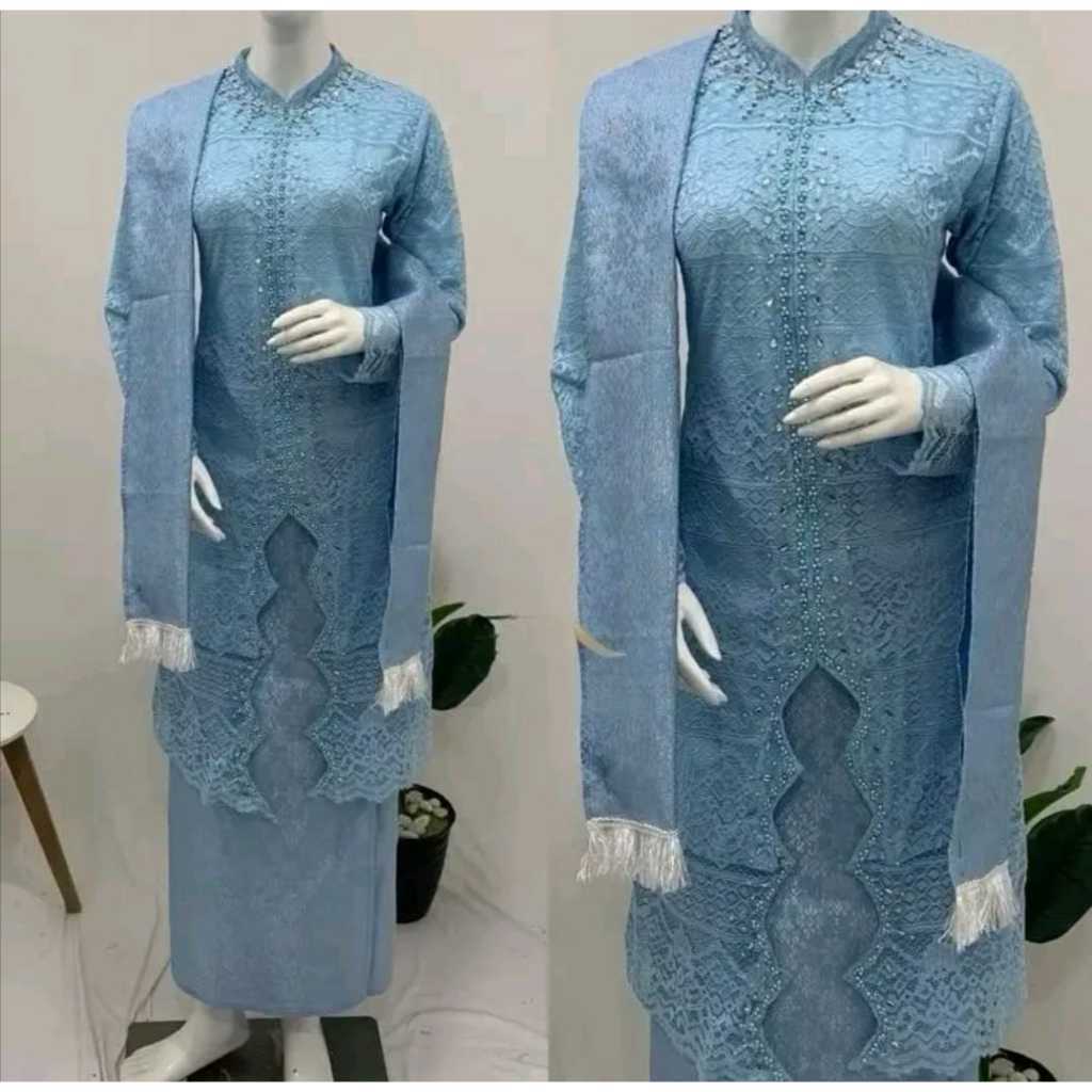 free hijab /  Setelan kebaya brukat Payet Yura / kebaya Modern / kebaya ibu besan / kebaya ibu besan
