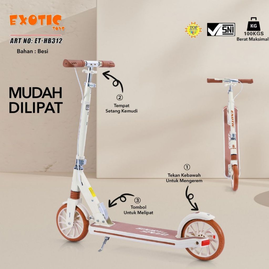 PROMOScooter Otoped Exotic SCOOTER ANAK DAN DEWASA HB 312 HB 313 HB 305 HB 325 Besi Rem Tangan Lipat