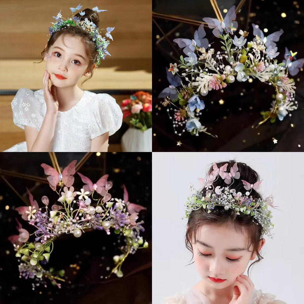 Headpiece flower Headpiece Bunga Warna-Warni Elegan Simple Anak Perempuan Cantik Bunga Mutiara Bando